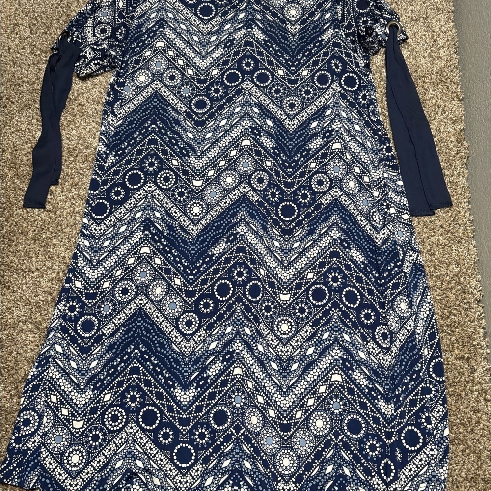 Espresso Navy and White Midi Dress - Picture 8 of 10